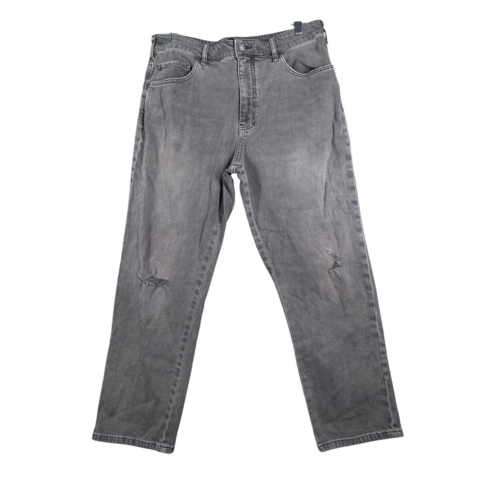 Pilcro Jeans Women Gray Wash Denim Ripped Knee High Rise Neutral Size 12 31